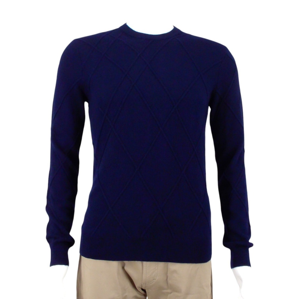 The‎ Men's Store Bloomingdales Cashmere Sweater Diamond Knit Men's XXL Navy Blue